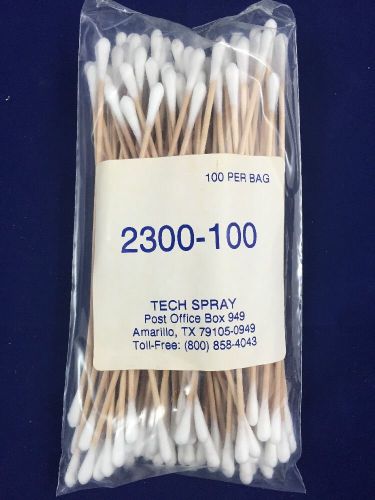 TECHSPRAY 2300-100 Cotton Swab, Dbl Tip, 3/16 x 6 In, Pk 100