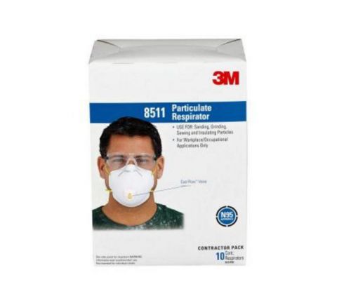 3M Contractor Pack Respirator Face Dust Mask Model 8511 (10-Pack) (Case of 4)