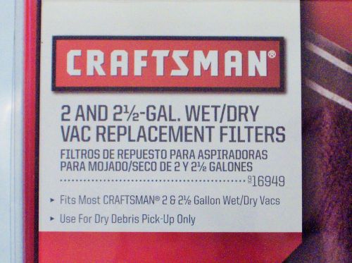 3 CRAFTSMAN Wet Dry Vacum Filter 2 or 2.5 Gal PN 916949 3 pack + Retainer Band