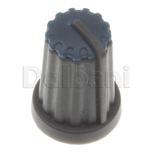 6pcs @$2 20-04-0020 New Push-On Mixer Knob Black with Blue Top 6 mm Plastic