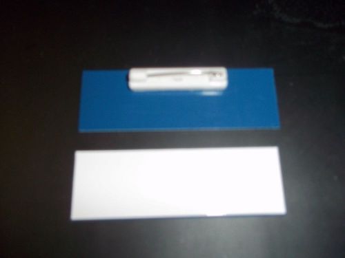 Imprue Mark 20 White / Blue Blank Name Badges Tags 1x3&#034; With Pins Discount Sale.