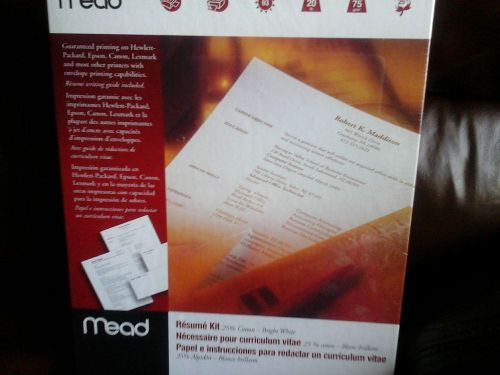 Mead Resume Kit 25% cotton Bright White 50 Sheets 25 envelopes