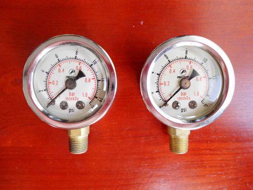 2 precision ind. liquid filled pressure gauges 0-15 psi 1/8&#034; mnpt 15400fg01l15 for sale