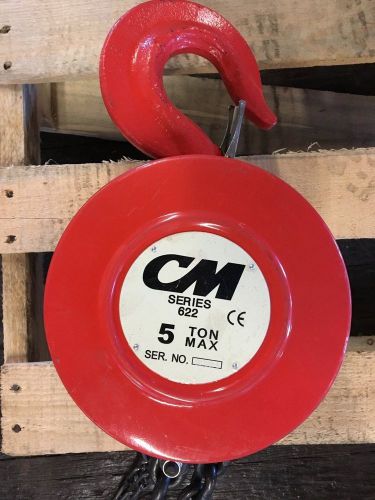 Cm manual chain hoist, 5-ton load capacity, 20&#039; lift, 1-13/16&#034; hook opening (pa for sale
