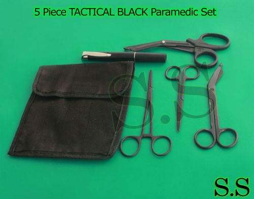 5 Piece TACTICAL BLACK Paramedic Set Diagnostic EMT Nursing Instruments,SR-514