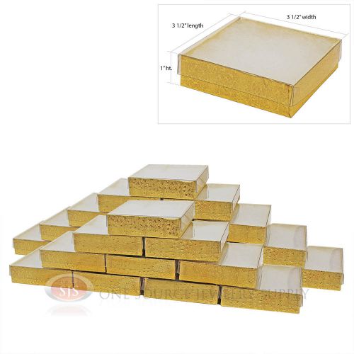 25 gold foil view top 3 1/2&#034; x 3 1/2&#034; cotton filled gift boxes  jewelry box for sale
