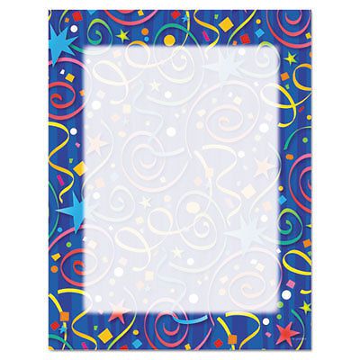 Design Paper, 24 lbs., Star Confetti, 8 1/2 x 11, Royal Blue, 100/Pack