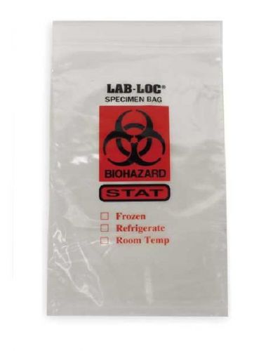 200 pcs. biohazard 6&#034; x 9&#034; reclosable 3-wall specimen transfer bag &#034;stat&#034; for sale