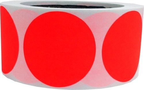 InStockLabels.com 2&#034; Inch Round Fluorescent Red Color Coding Dot Labels - 500