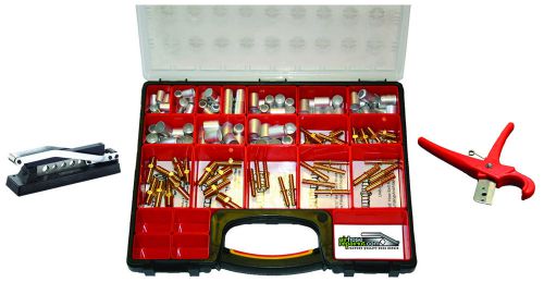Air hose repair kit with hose crimper, fittings, ferrules, container &amp; cutter for sale