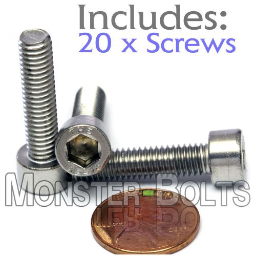 M6 x 25mm – qty 20 – din 912 socket head cap screws - stainless steel a2 / 18-8 for sale