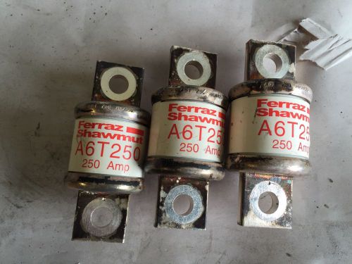 Lot of 3 Ferraz Shawmut A6T250 250A 600V Class T fuse