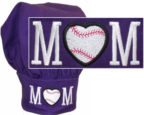 Baseball Mom Heart Chef Hat Adult Adjustable Mother&#039;s Day Monogram Purple Avail