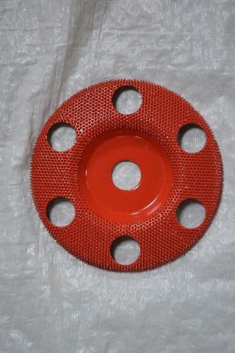 Saburr-tooth 4” sanding disc flat face w/holes sd470h 5/8 bore red medium grit for sale