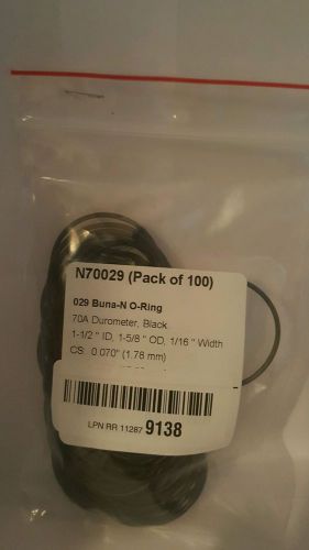 029 buna n o ring 70a durometer black 1-1/2 id 1-5/8 od 1/16 width (pack of 100) for sale
