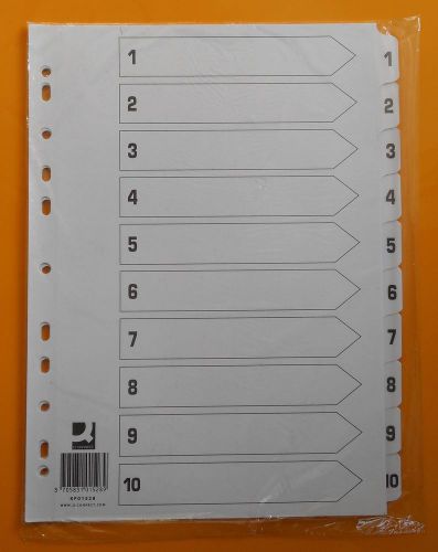 New Pack of A4 1-10 Subject DIVIDERS 10 Part Punched Manilla Index Tabs KF01528