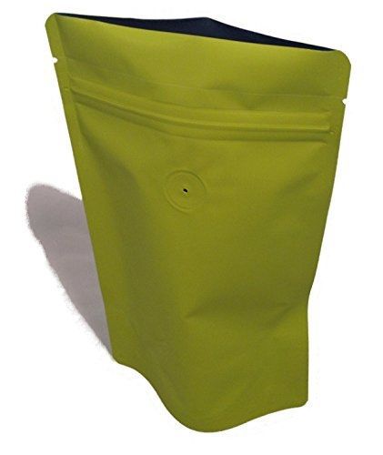 Stockbagdepot high barrier coffee bags pouches w/ valve 4oz (25,matte green) for sale