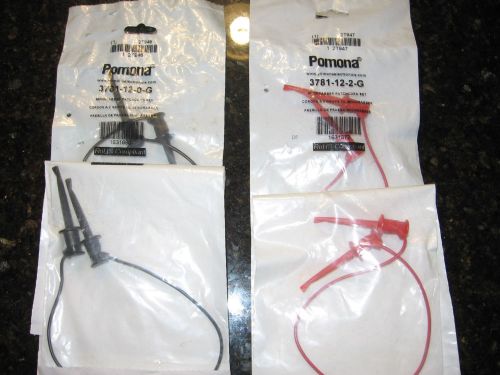 (1 pkg of 2 ) Pomona Minigrabber 17&#034; Test Clip Patch Cords Red &amp; Black