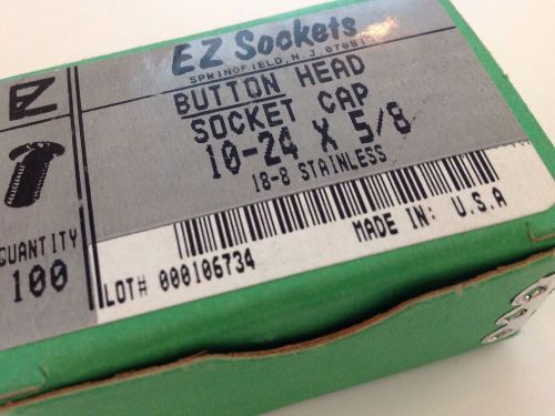 EZ Sockets 10-24 x 5/8 Button Head 18-8 Stainless Steel Socket Cap Qty 100 Pcs.