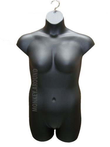 Female Mannequin Black Body Form +1 Hook - Display Shirt Dress Pants sz 1x 2x