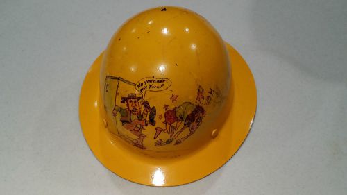 Vintage 1940s MSA yellow Hard Hat full Brim Construction Miners fiberglass
