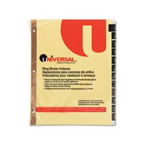 Universal Leather-Look Mylar Tab Dividers 12 Month Tabs Letter Black/Gold 12/Set