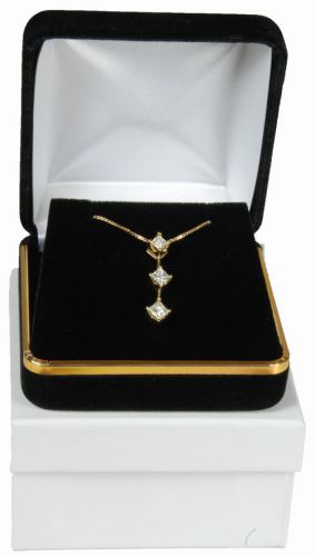 Black Velvet Pendant Necklace Earrings Jewelry Gift Box 2 5/8&#034; x 2 5/8&#034; x 1 3/8&#034;
