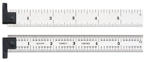 Starrett H604R-6 Spring Tempered Steel Rule With Inch Graduations With