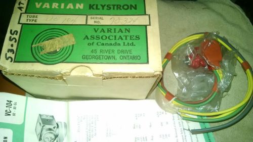 VC104 X BAND KLYSTRON TUBE VALVE WAVEGUIDE NEW   TEST DATA BY VARIAN