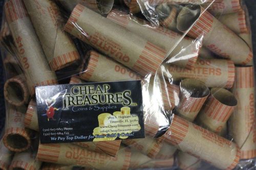 (100) QUARTER NF STRING PREFORMED SHOTGUN COIN WRAPPERS WRAPPING ROLLS