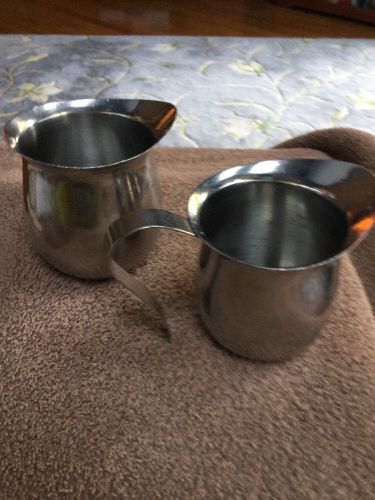 2 Vintage Stainless Creamers Or Syrup Pitchers