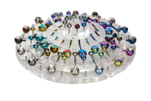 Empty 32 Piece Round Tiered Acrylic Display for Belly Button Rings