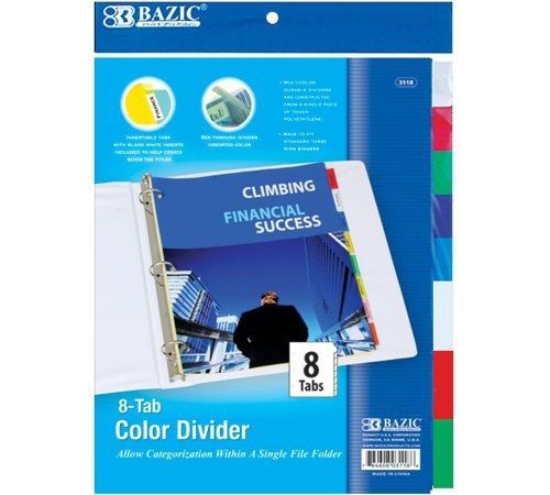 Bazic BAZIC 3-Ring Binder Dividers w/ 8-Insertable Color Tabs (Case of 24)