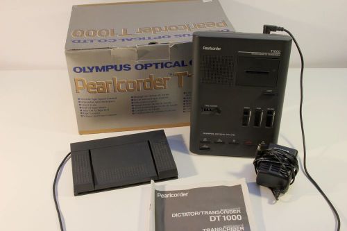 Olympus Pearlcorder T1000 Microcassette Transcriber W/ Foot Pedal, Box, Manual