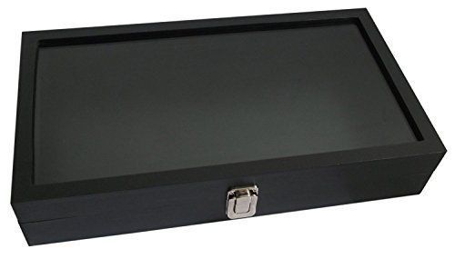 Novel Box Black Jewelry Travel Showcase Display Glass Lid Case New