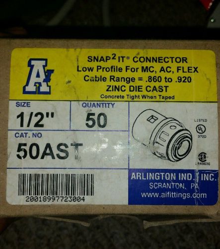 Lot of 150 Snap2IT 50AST connector 1/2&#034; low profile for MC, AC, Flex