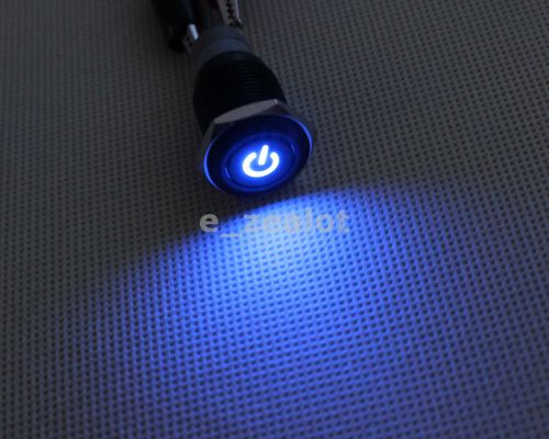 LED Latching Push Button  Power Switch Blue 19mm 12V