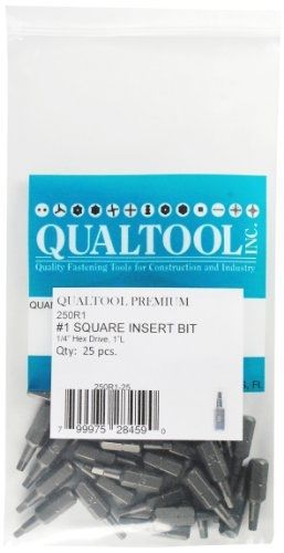 Qualtool Premium 250R1-25 Size 1 Square Insert Bit, 25-Pack