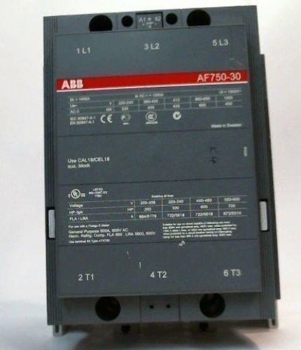 ABB AF750-30 3P 900A 600VAC MAX 24-60VDC Coil Contact 3PH