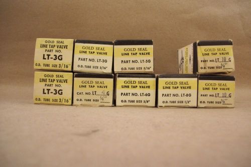 Lot of 9 Watsco Gold Seal Line Tap Valve - LT-3G, 4G, 5G, 6G, 8G, and 10G - NOS