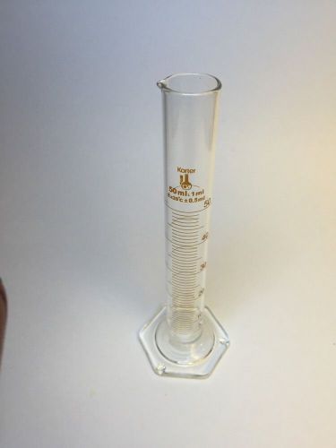 New 213i11 karter scientific 50ml glass graduated cylinder, single metric scale for sale