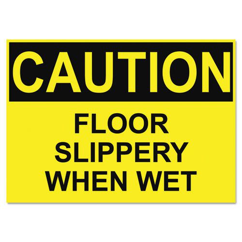 Osha safety signs, caution slippery when wet, yellow/black, 10 x 14 for sale