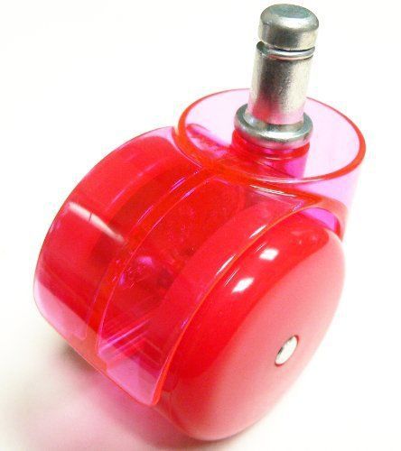 Oajen 2&#034; 50mm chair caster wheel, 7/16&#034; x 7/8&#034; grip ring, pack of 5, red clear