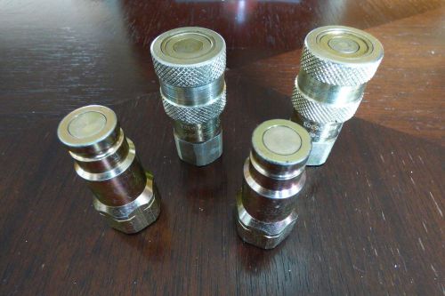 New flat face 1/2&#034; hydraulic quick coupler set, jcb brand (2x male, 2x female) for sale