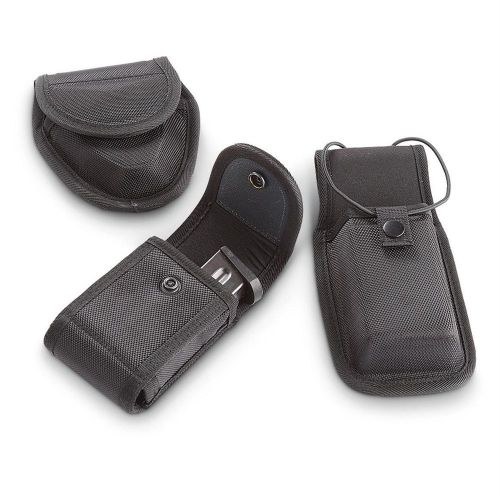 Fox tact pro series pol 3pc pk radio holder handcuff case dual pistol mag pouch for sale