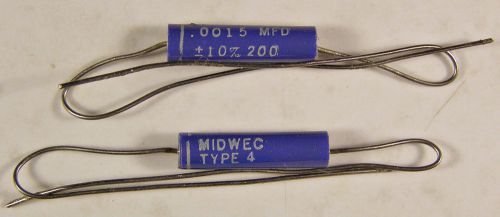 4 MIDWEC Type 4 .0015uf 200VDC Polyester Film Capacitors NOS