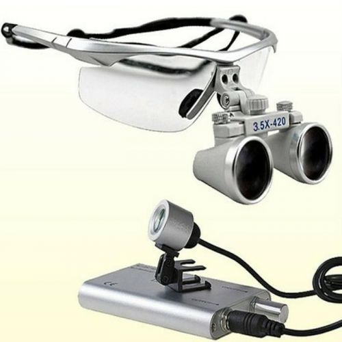 Dental loupes b 3.5 x 420mm surgical medical binocular led head light lamp - usa for sale