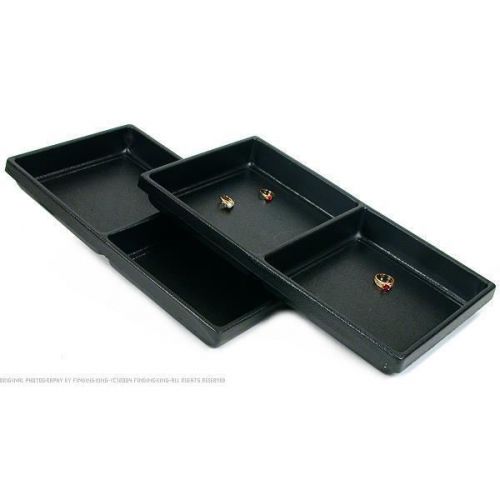 2 black plastic 2 compartment jewelry tray inserts for sale