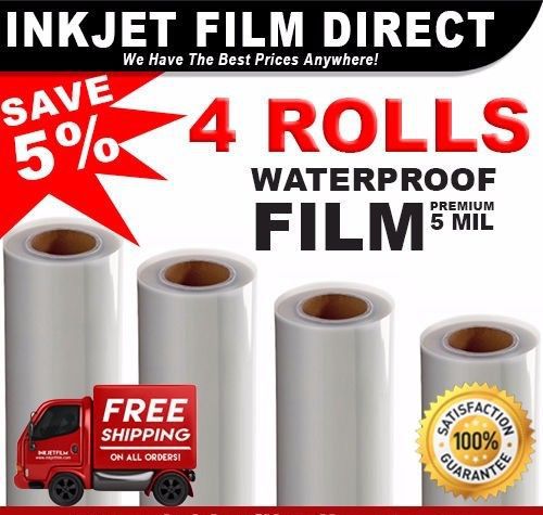 5 MIL - Waterproof Inkjet Film Transparency  13&#034; x 100&#039; 4 - Rolls