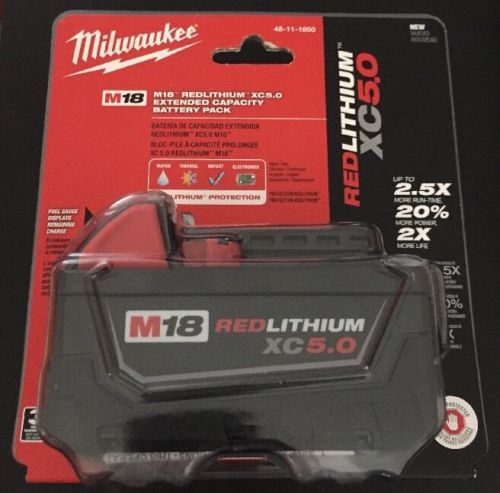 Milwaukee 48-11-1850 M18 RedLithium XC 18V 5.0 Ah Li-Ion Battery Pack